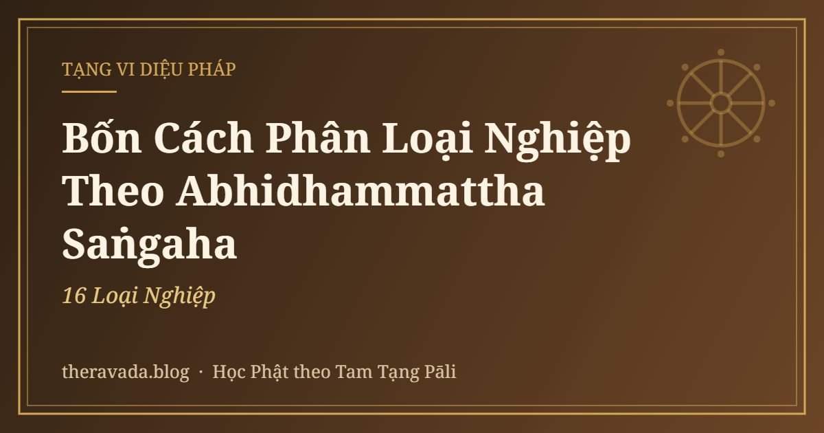 Bốn Cách Phân Loại Nghiệp (16 Loại Nghiệp) Theo Abhidhammattha Saṅgaha