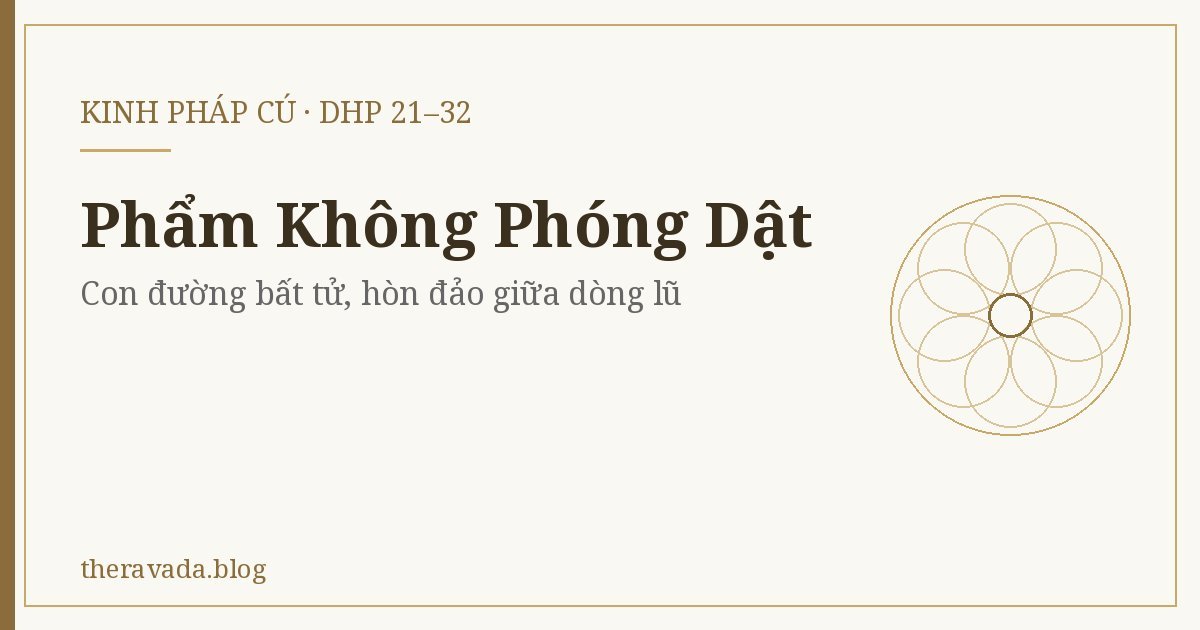 Phẩm Không Phóng Dật (Dhp 21–32) – Con đường bất tử, hòn đảo giữa dòng lũ