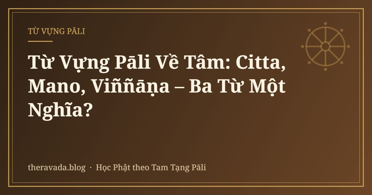 Từ Vựng Pāli Về Tâm: Citta, Mano, Viññāṇa – Ba Từ Một Nghĩa?