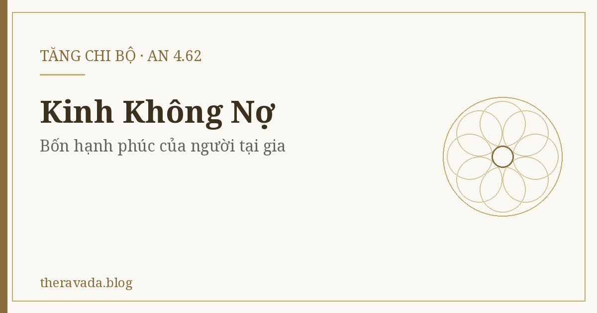 Kinh Không Nợ (AN 4.62) – Bốn hạnh phúc của người tại gia