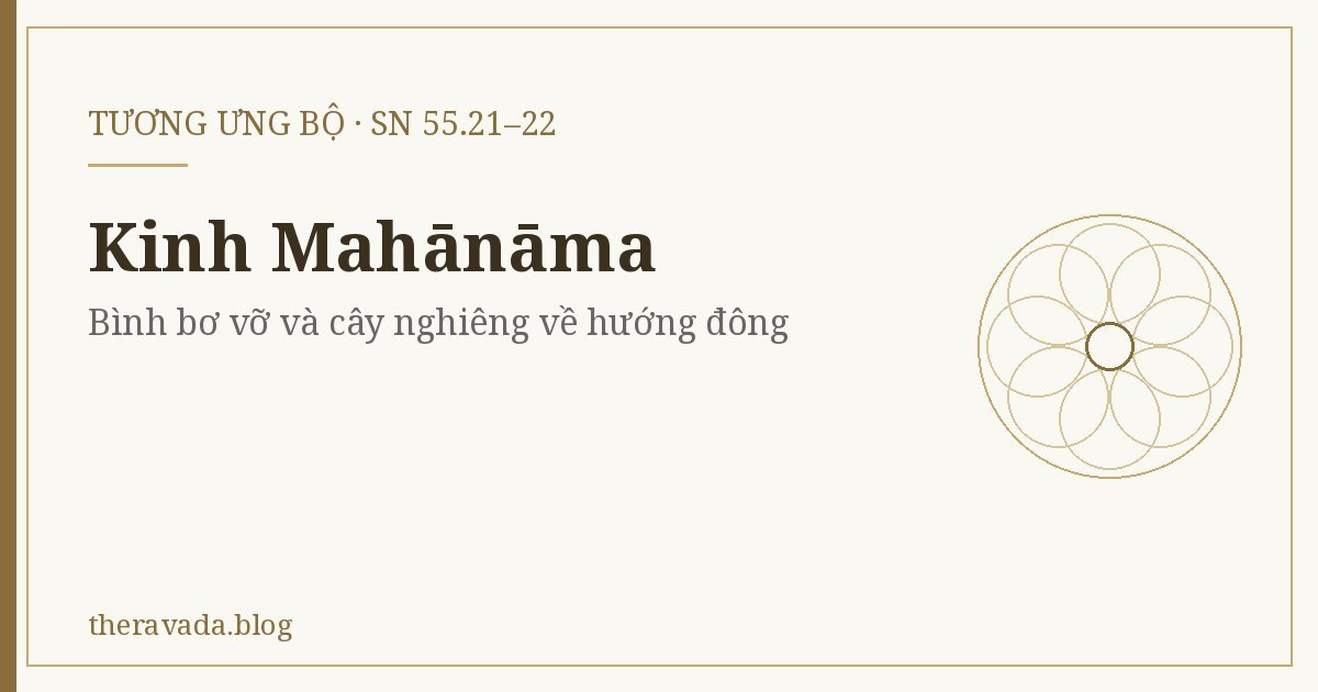 Kinh Mahānāma (SN 55.21–22) – Bình bơ vỡ và cây nghiêng về hướng đông